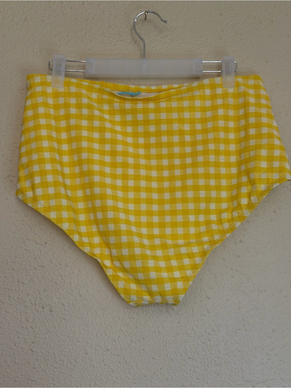 NWOT | Kona Sol Yellow Gingham High-Rise Bikini Bottoms - Size L - Picture 3 of 4